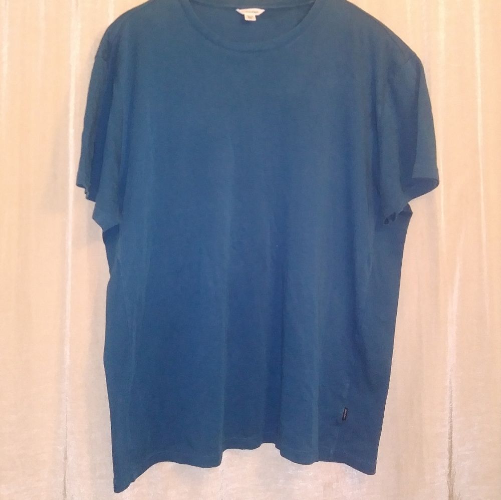 ● CALVIN KLEIN Teal Side Panel Liquid Touch Tee Shirt Mens SZ XL